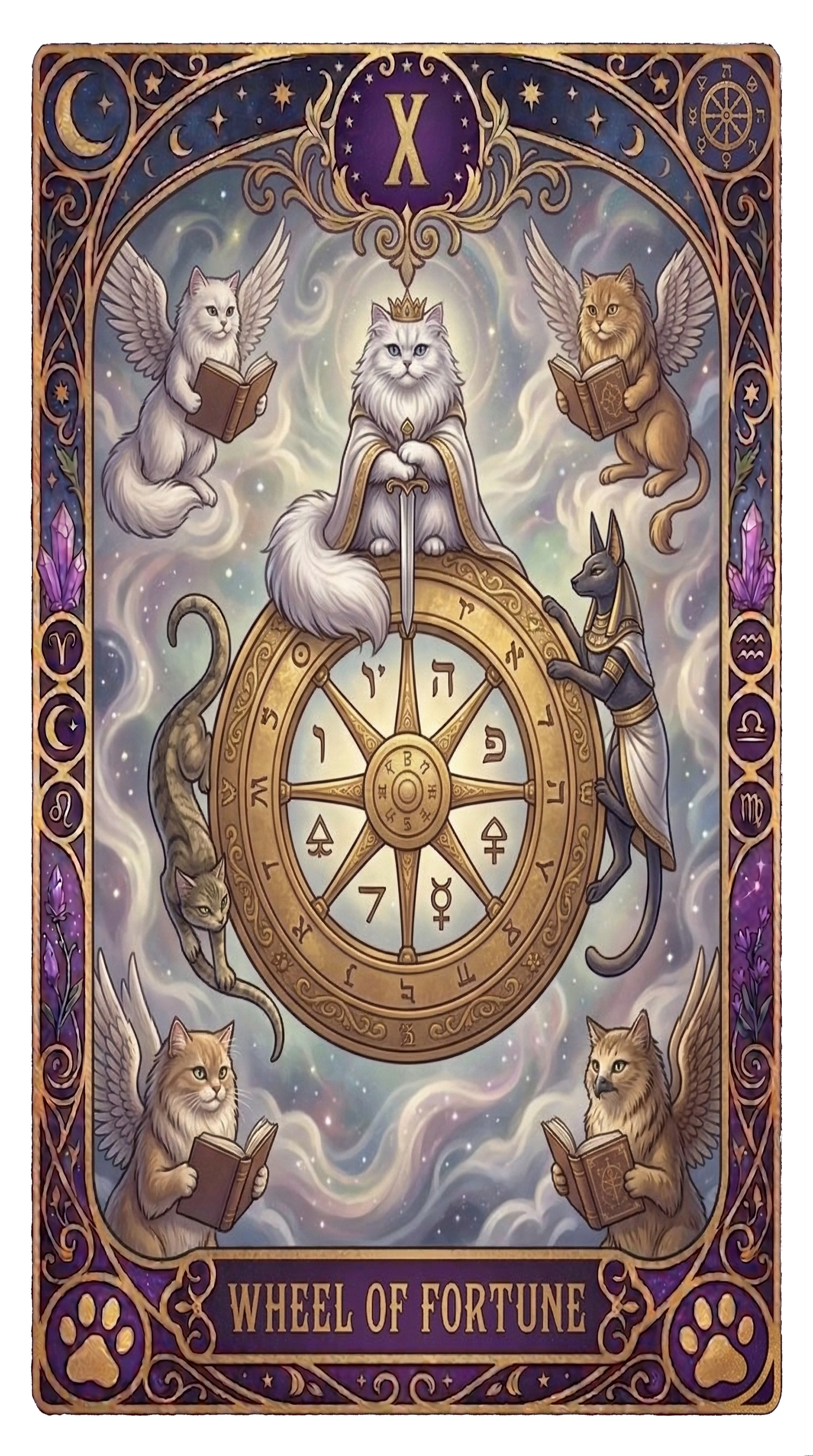 X. Wheel of Fortune - 猫版タロット